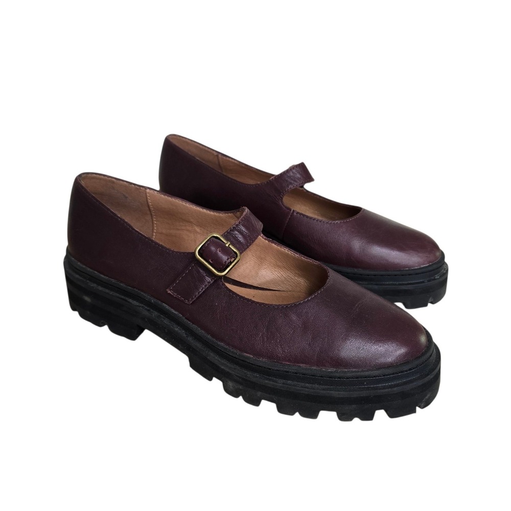 Madewell Bradley Lugsole Mary Jane Shoes Cabernet Burgundy Leather NH680 sz 8.5